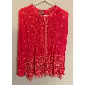 Johnny Was Baez Phaedra Women’s Ladies Blouse Shirt, Passion Fruit, Size Adult L